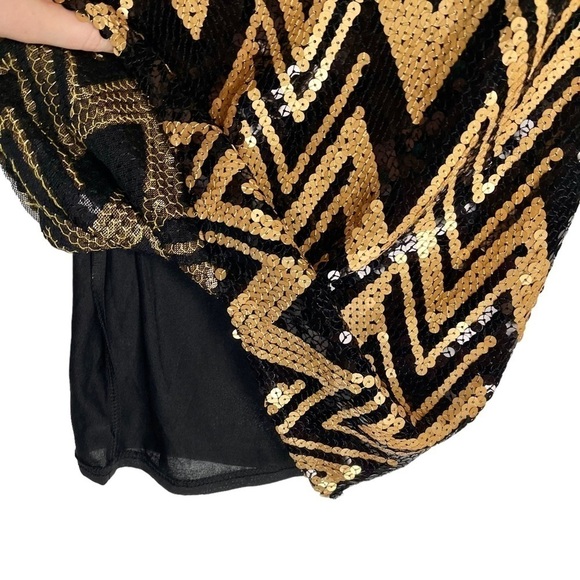 ARK & CO. SEQUIN EMBELLISHED CHEVRON STRIPE 3/4 SLEEVE FITTED SHEATH DRESS - Picture 5 of 16